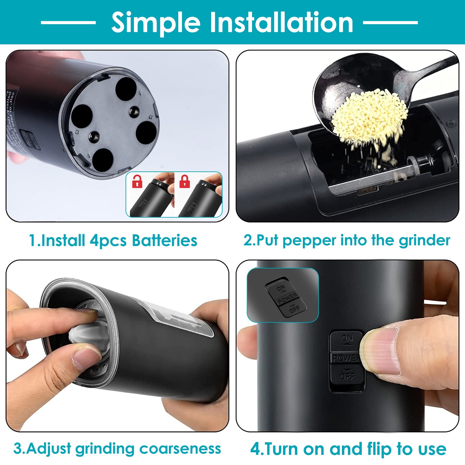 Electric Salt & Pepper Gravity-Auto Grinder