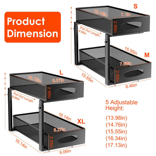 Adjustable Under-Sink Sliding Organizer (2-Pack)