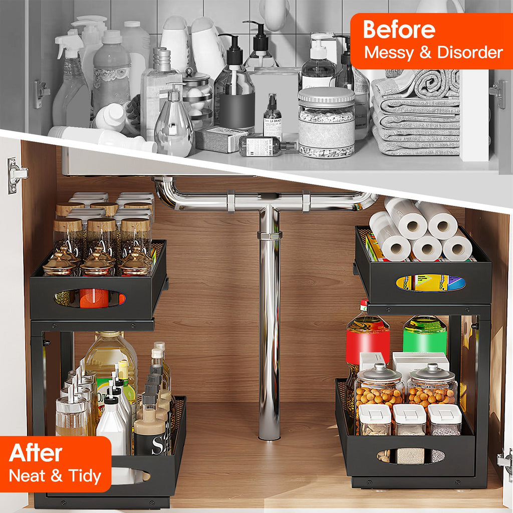 Adjustable Under-Sink Sliding Organizer (2-Pack)