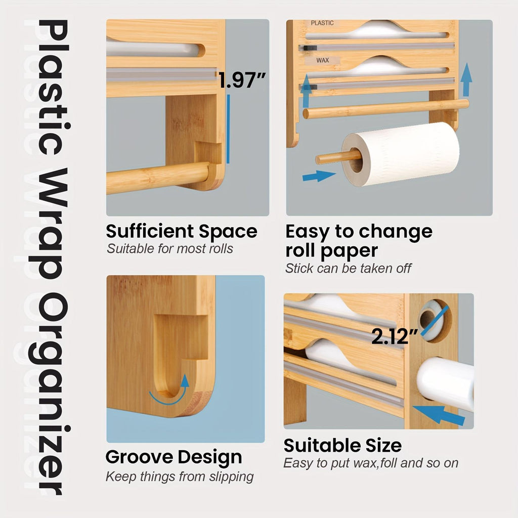 Bamboo 4-in-1 Kitchen Organizer & Dispenser