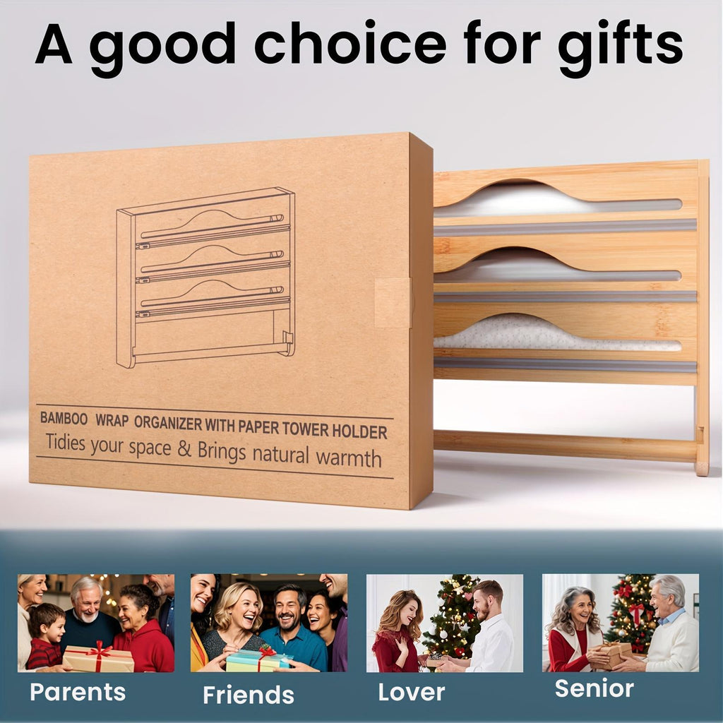Bamboo 4-in-1 Kitchen Organizer & Dispenser