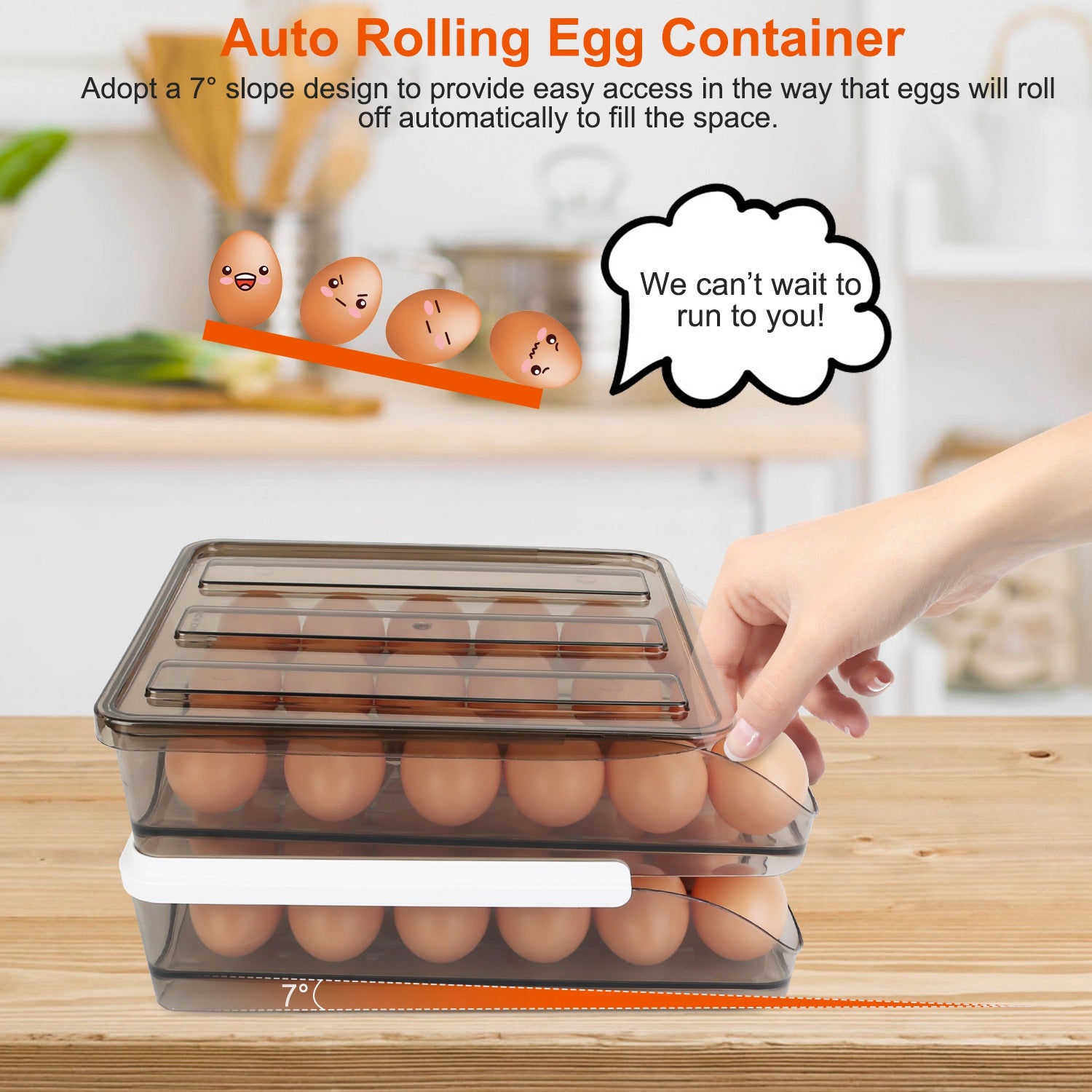 Glide & Stack Rolling Egg Dispenser (36-Egg Capacity)